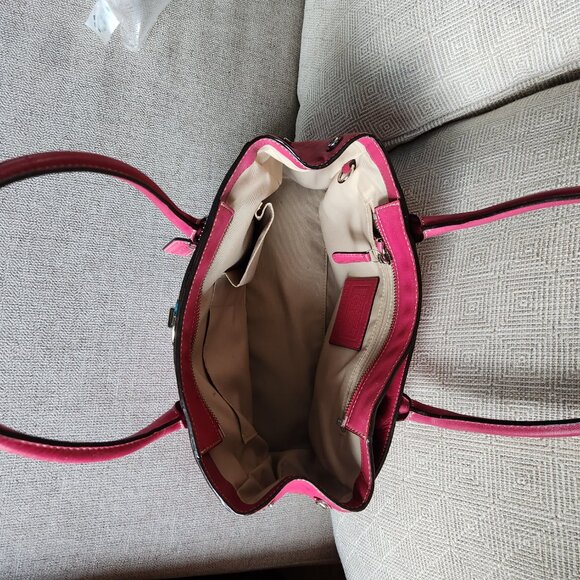 COACH Madeline satchel tote shoulder purse Magenta color with Coach ribbon - Picture 11 of 14